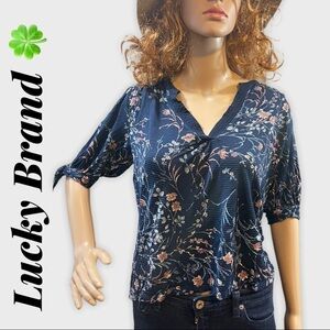 Lucky Brand Blue Floral Boho Top